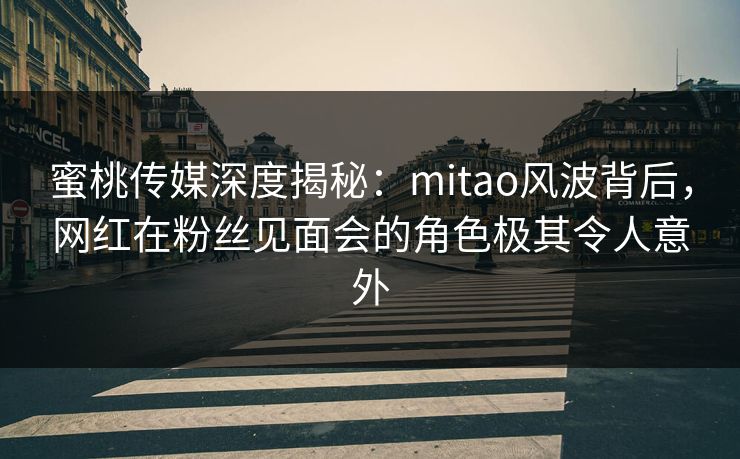 蜜桃传媒深度揭秘：mitao风波背后，网红在粉丝见面会的角色极其令人意外