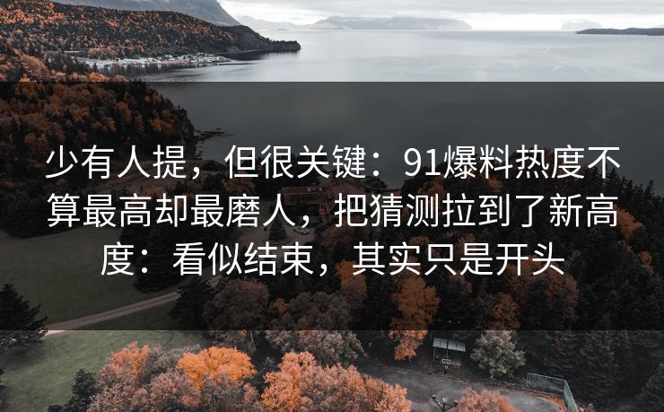 少有人提，但很关键：91爆料热度不算最高却最磨人，把猜测拉到了新高度：看似结束，其实只是开头